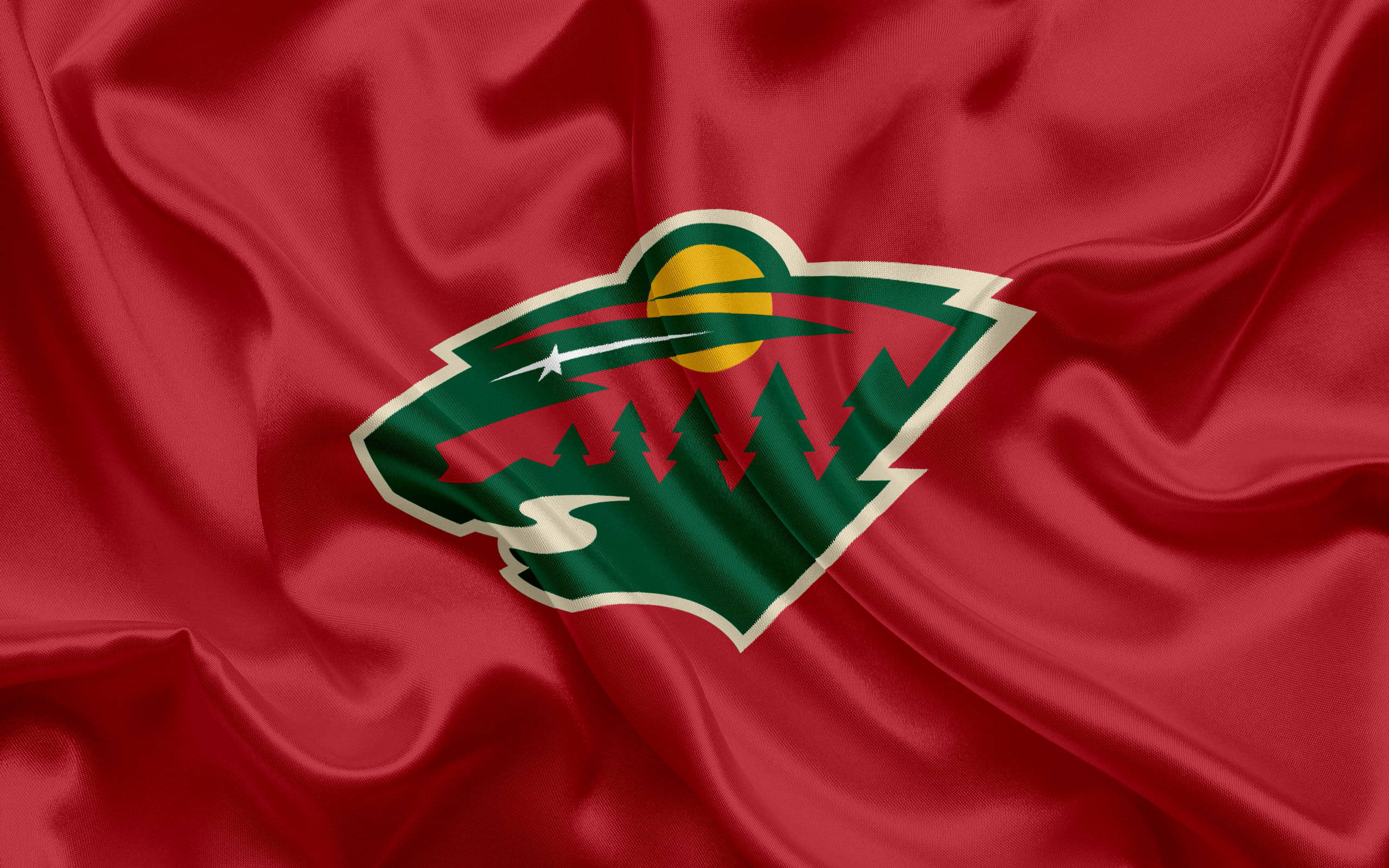 Minnesota Wild, red flag, satin, 2K Desktop Wallpaper