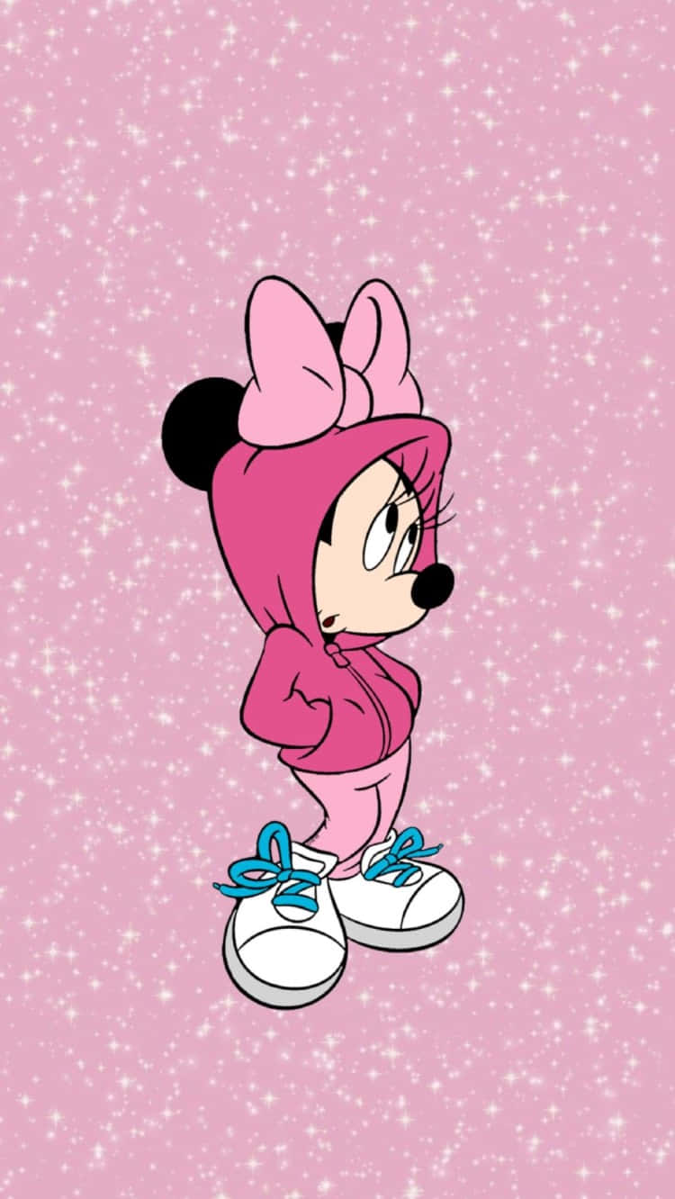 Minnie Mouse, pink hoodie, white sneakers, HD Phone Wallpaper