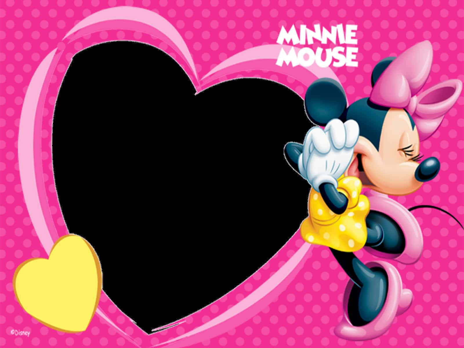 Minnie Mouse, pink balloons, pink heart frame, HD Desktop Wallpaper
