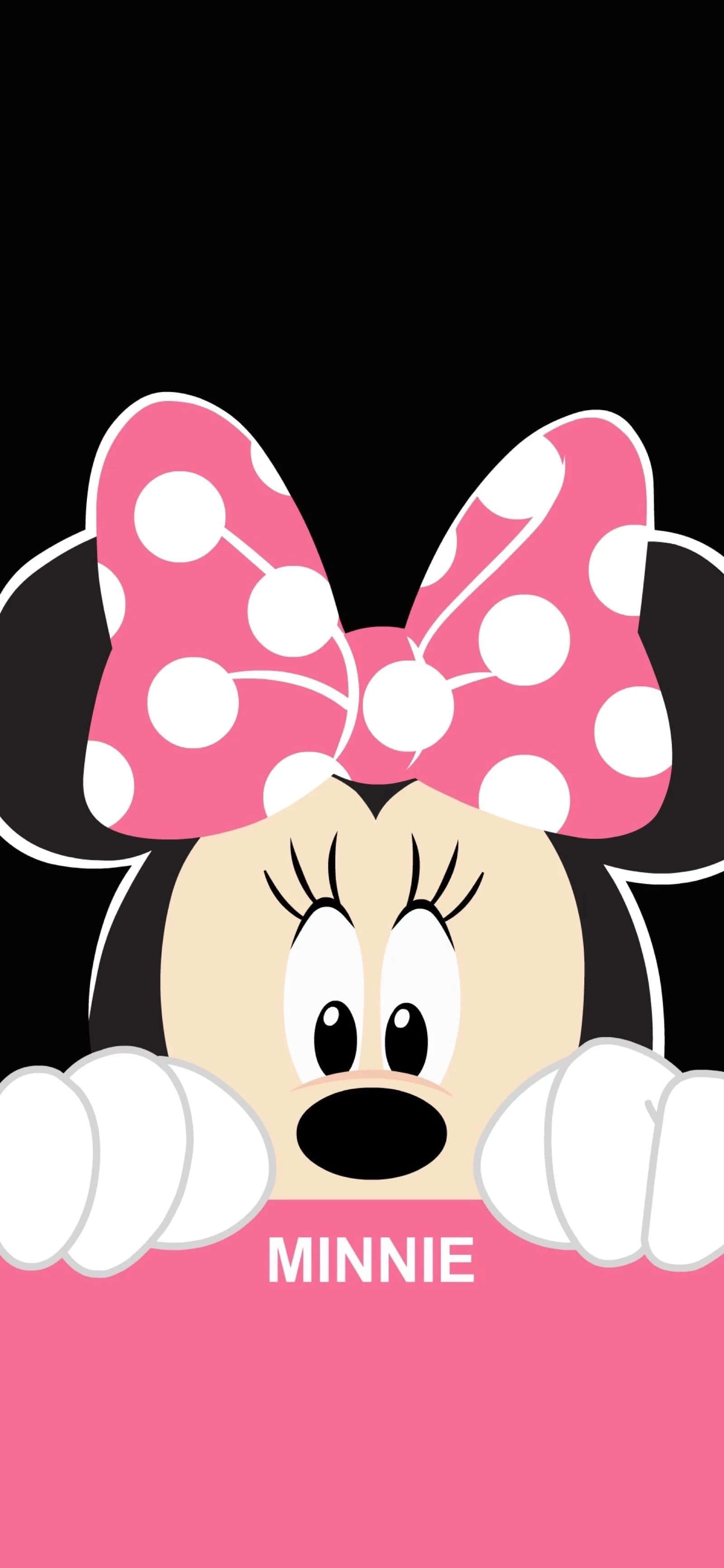 Minnie Mouse, pink, polka dot bow, 2K Phone Wallpaper