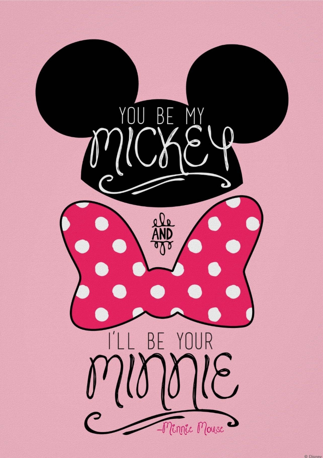 Minnie Mouse, polka dot bow, pink background, HD Phone Wallpaper