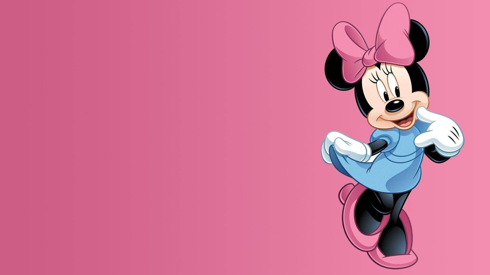 Minnie Mouse, blue dress, pink bow, Full HD Desktop Wallpaper
