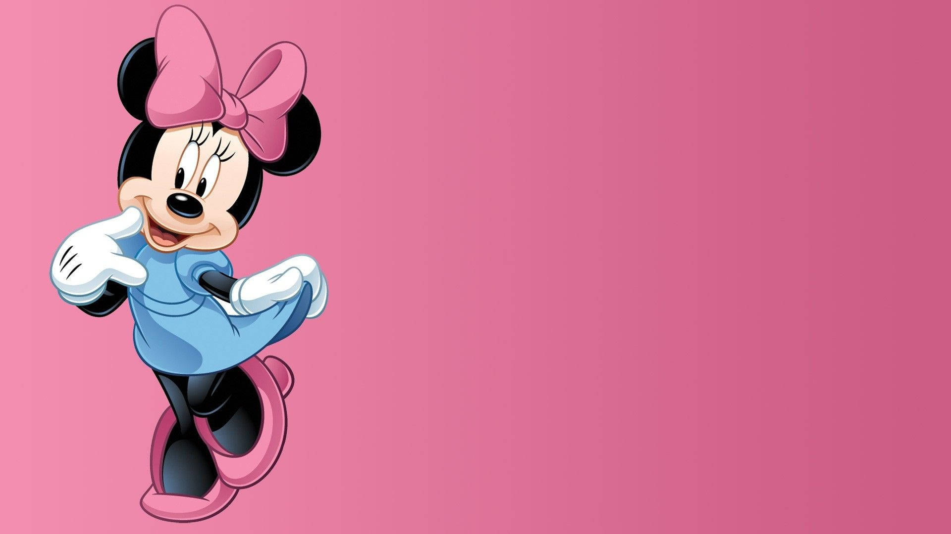 Minnie Mouse, blue dress, pink bow, Full HD Desktop Wallpaper