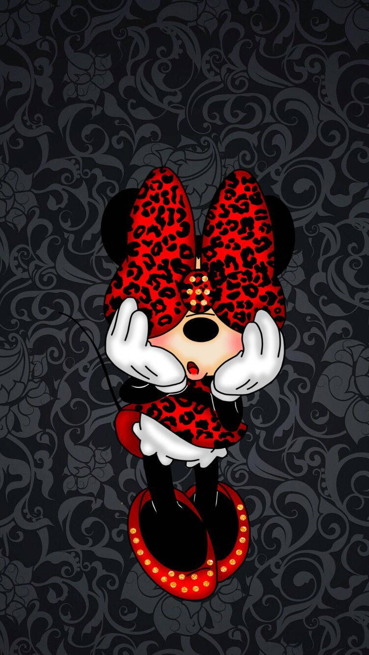 Minnie Mouse, red leopard print, bold red, HD Phone Wallpaper