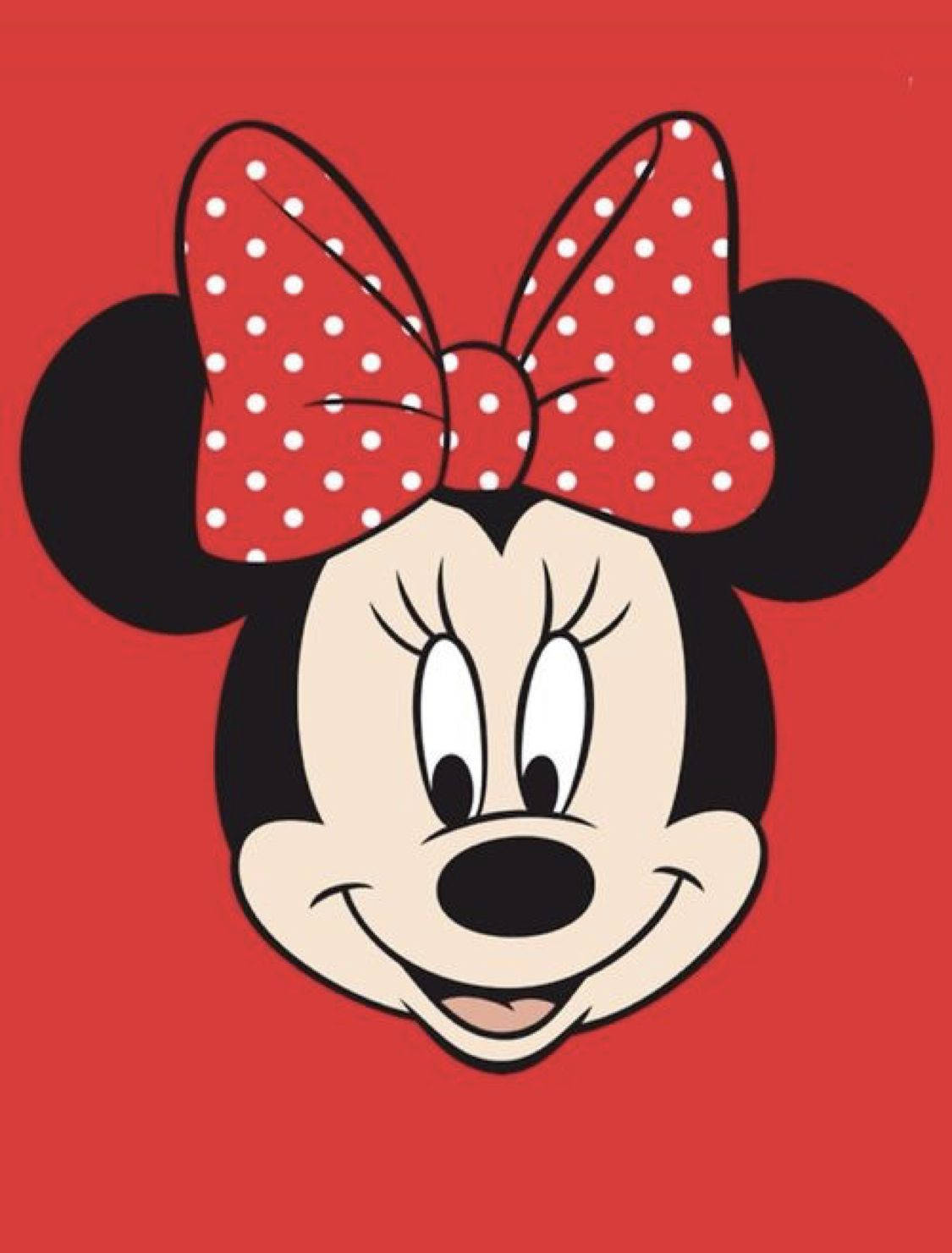 Minnie Mouse, red polka dot bow, solid red background, HD Phone Wallpaper