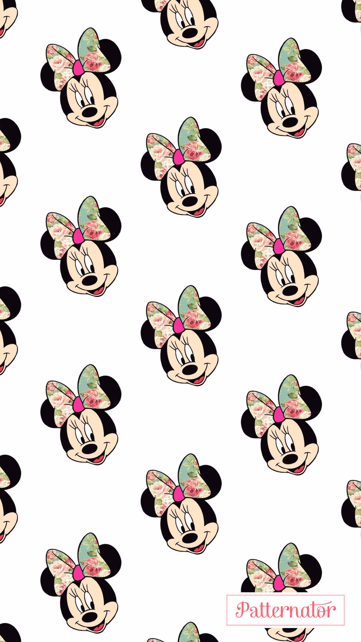 Minnie Mouse, floral bows, white background, Full HD Phone Wallpaper