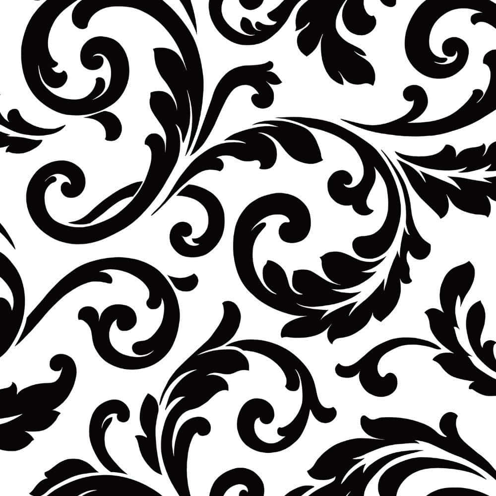 black damask swirls, pristine white background, seamless repeating pattern, SD Desktop Wallpaper