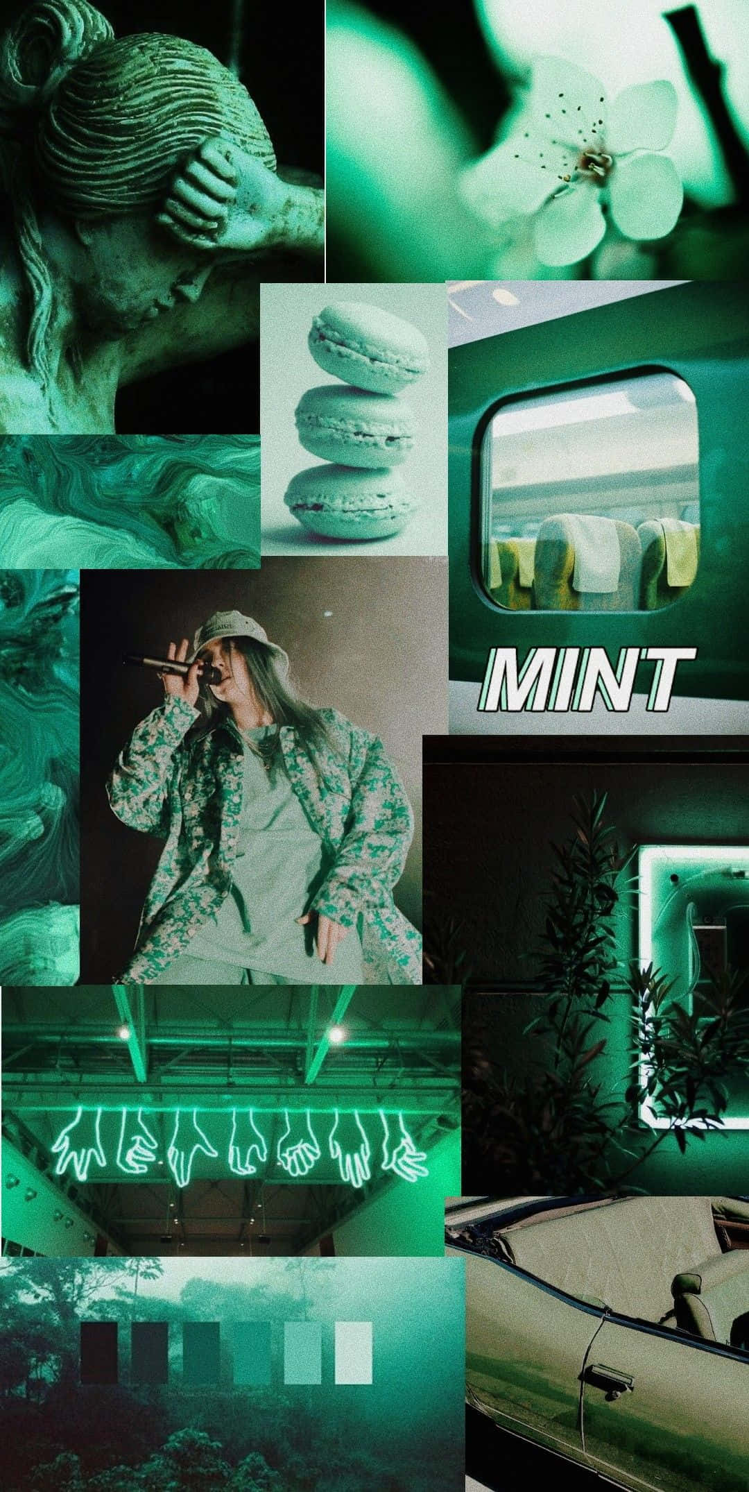 mint green, statue, flower, Full HD Phone Wallpaper