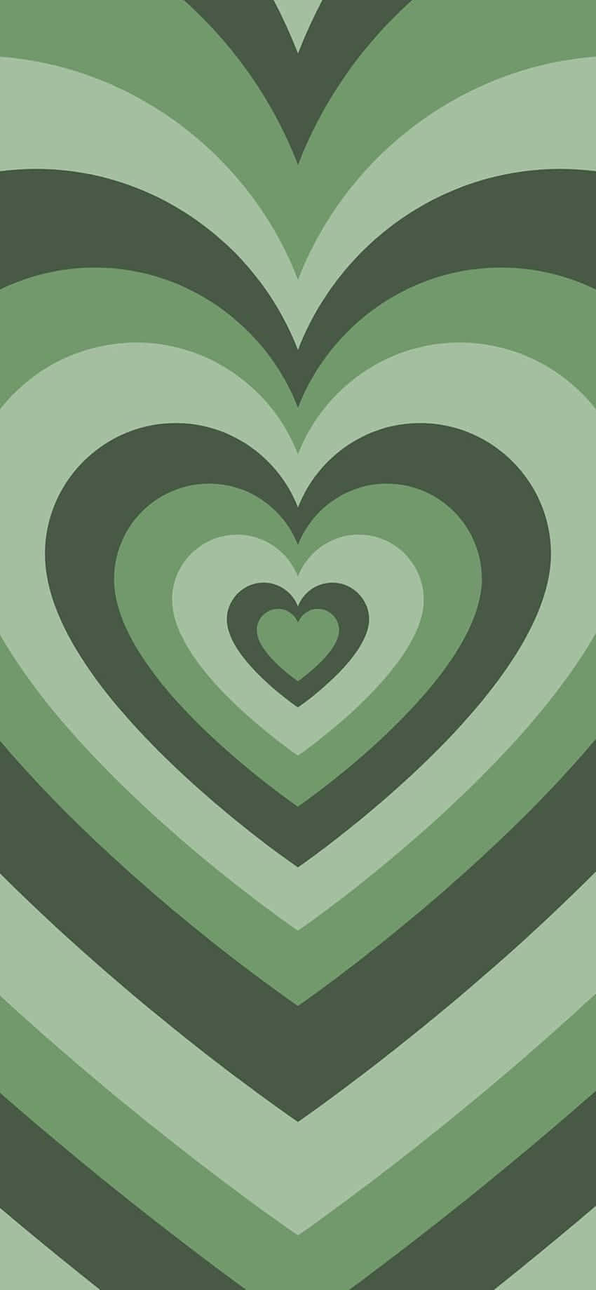 Mint Heart Pattern Aesthetic, concentric hearts, green tones, HD Phone Wallpaper