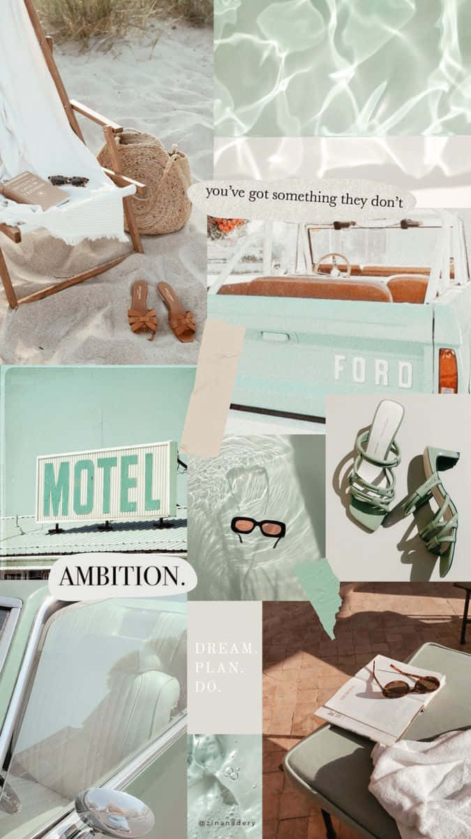 Mint Aesthetic, pastel-toned, beachside scenes, SD Phone Wallpaper
