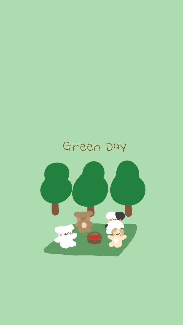 Mint Green Aesthetic Bears, Green Day, light green background, HD Phone Wallpaper