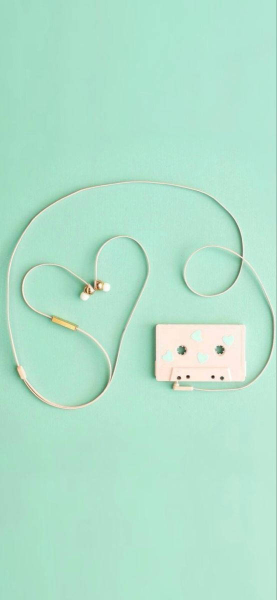 mint green aesthetic, cassette player, pastel pink cassette tape, SD Phone Wallpaper