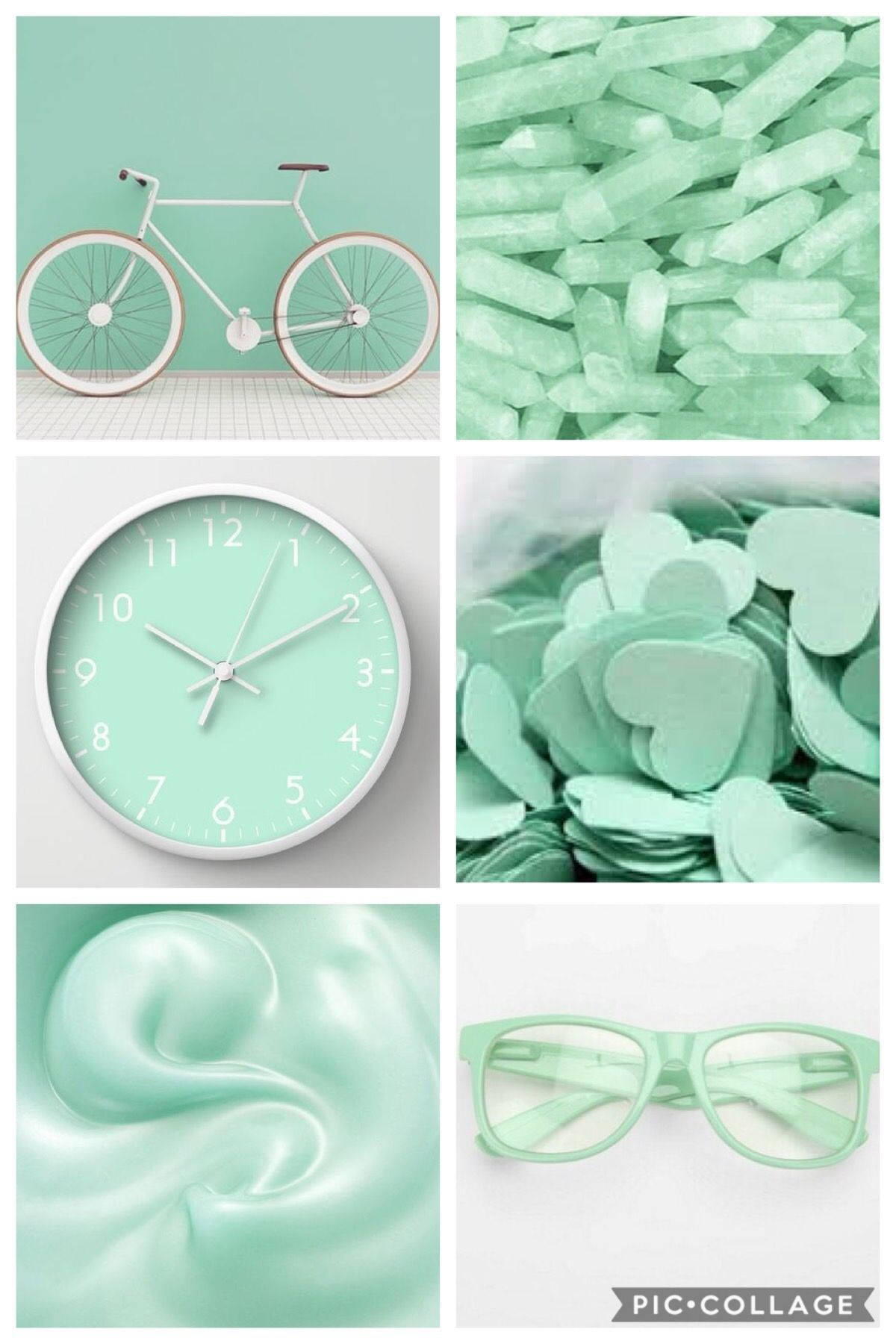 mint green, bicycle clock, hearts, HD Phone Wallpaper