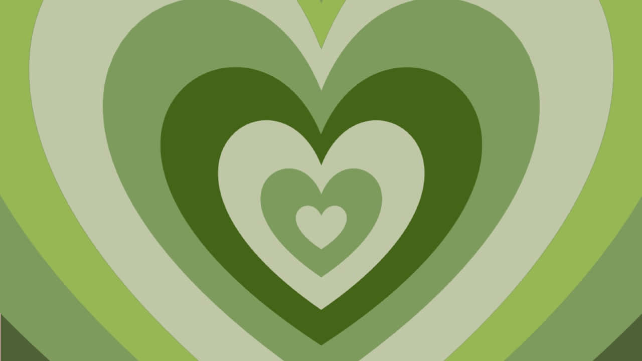 Mint Green Hearts, concentric hearts, varying green tones, HD Desktop Wallpaper