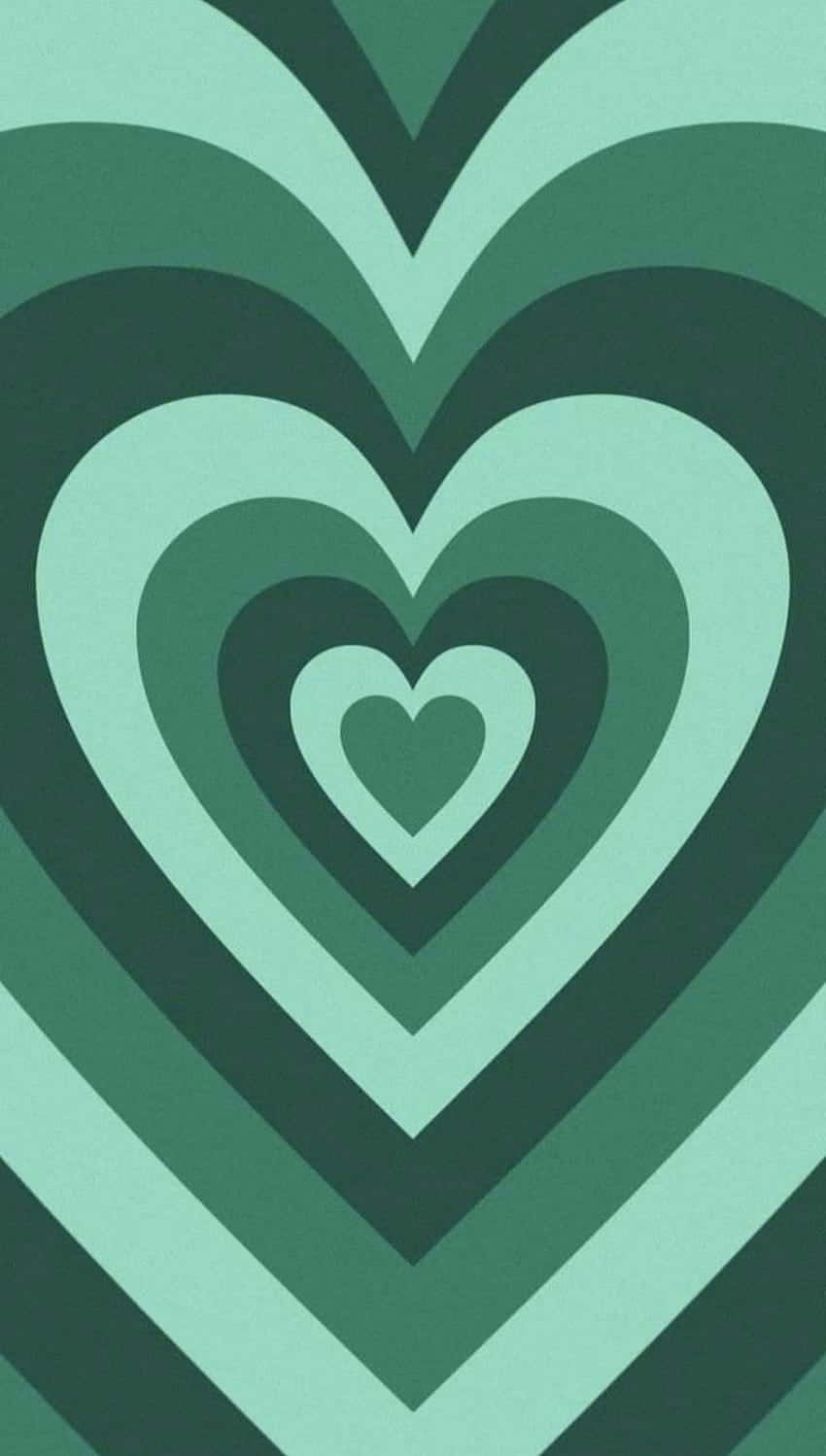 mint green hearts, concentric hearts, varying shades of green, HD Phone Wallpaper