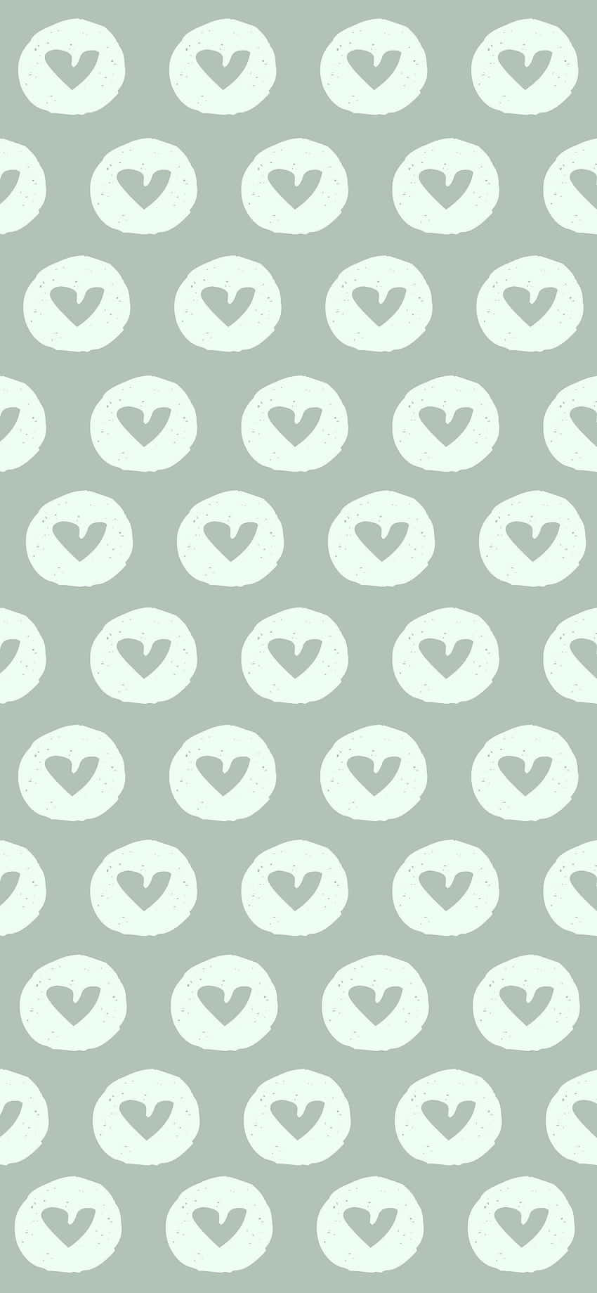 Mint Green Hearts, soft white hearts, circles, HD Phone Wallpaper