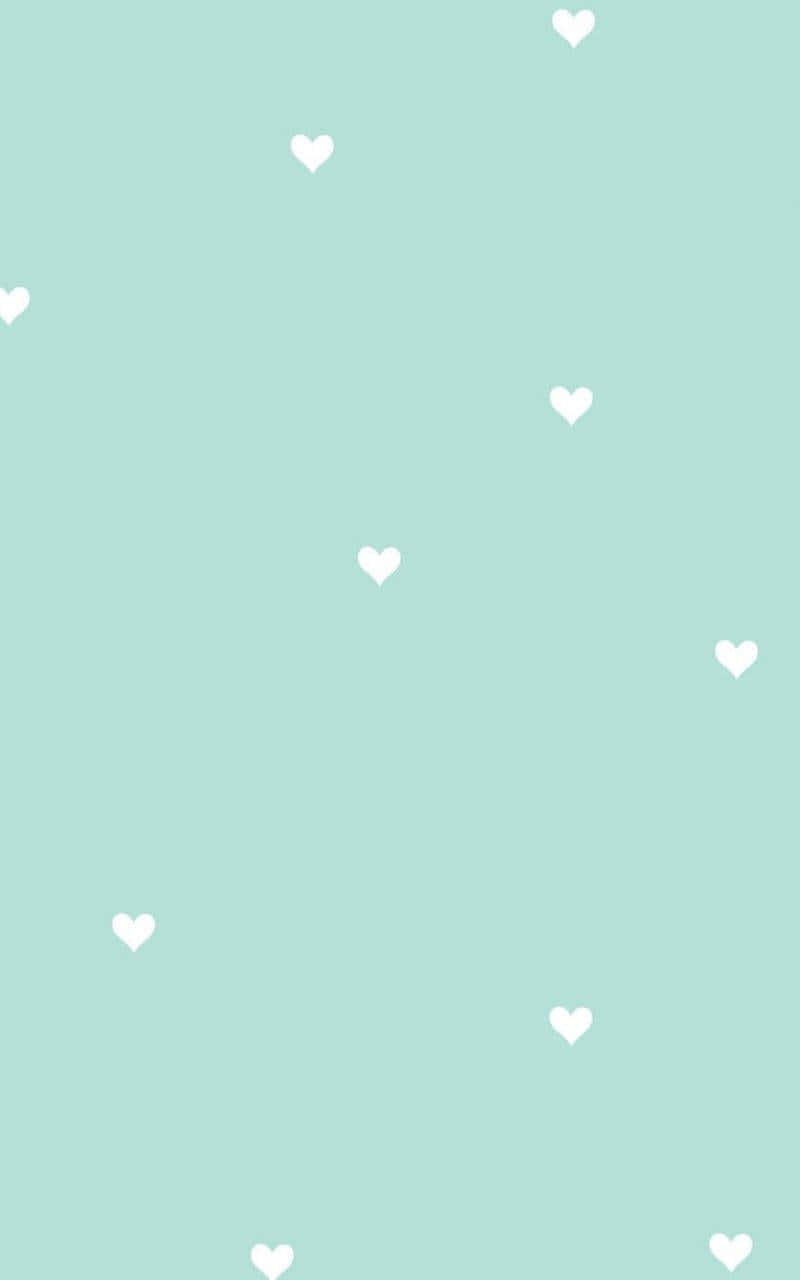 mint green, white, hearts, HD Phone Wallpaper