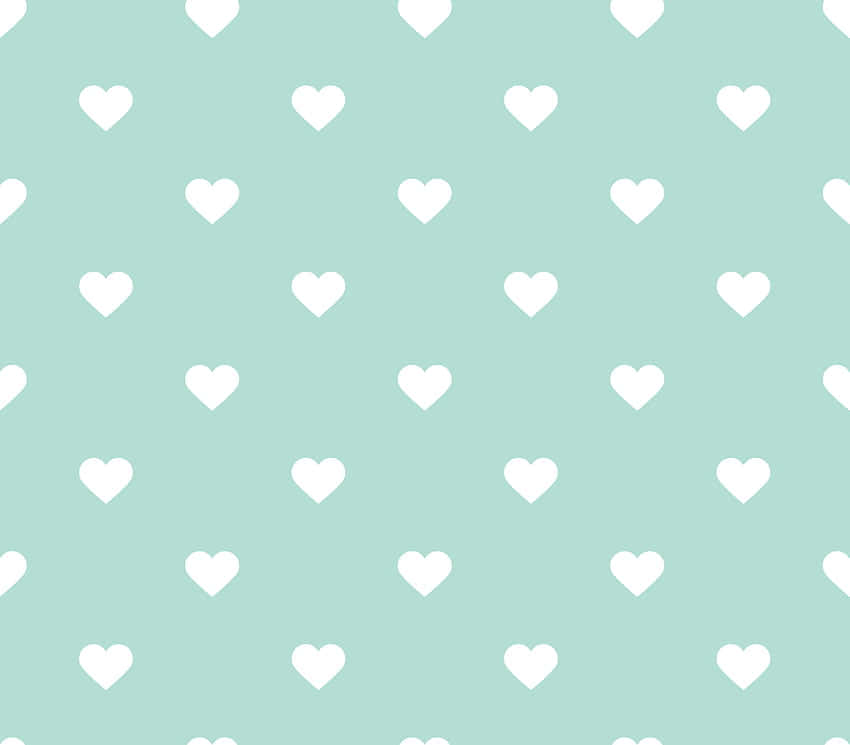 Mint Green Hearts, soft mint green, repeating pattern, SD Desktop Wallpaper