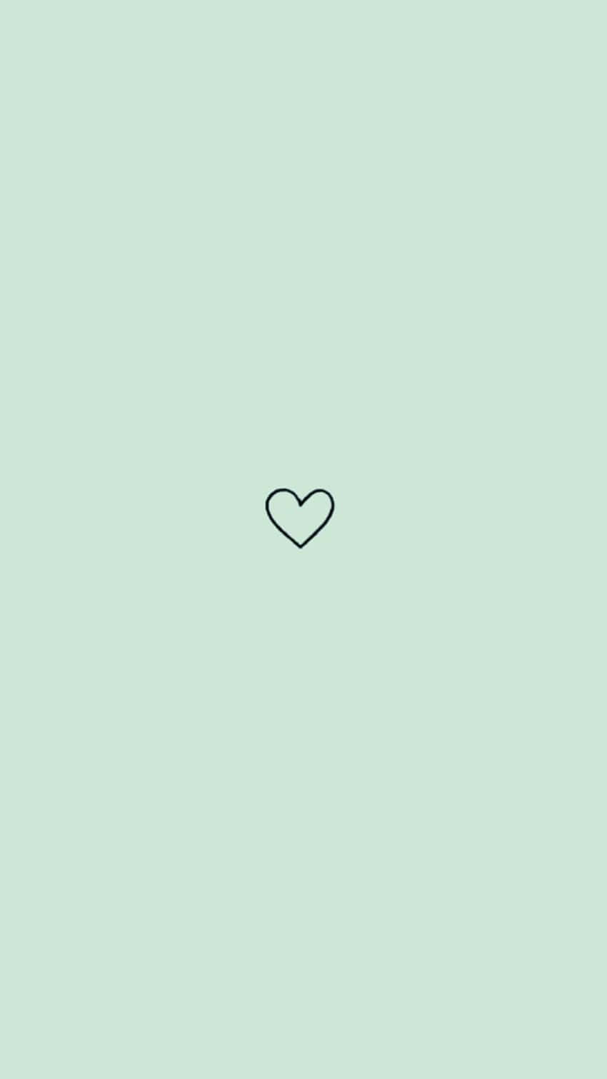 mint green, heart icon, black outline, HD Phone Wallpaper