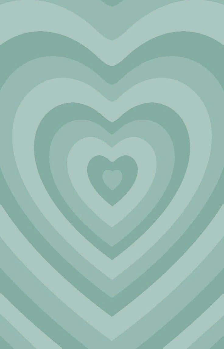 mint green hearts, soft teal tones, nested heart shapes, SD Phone Wallpaper