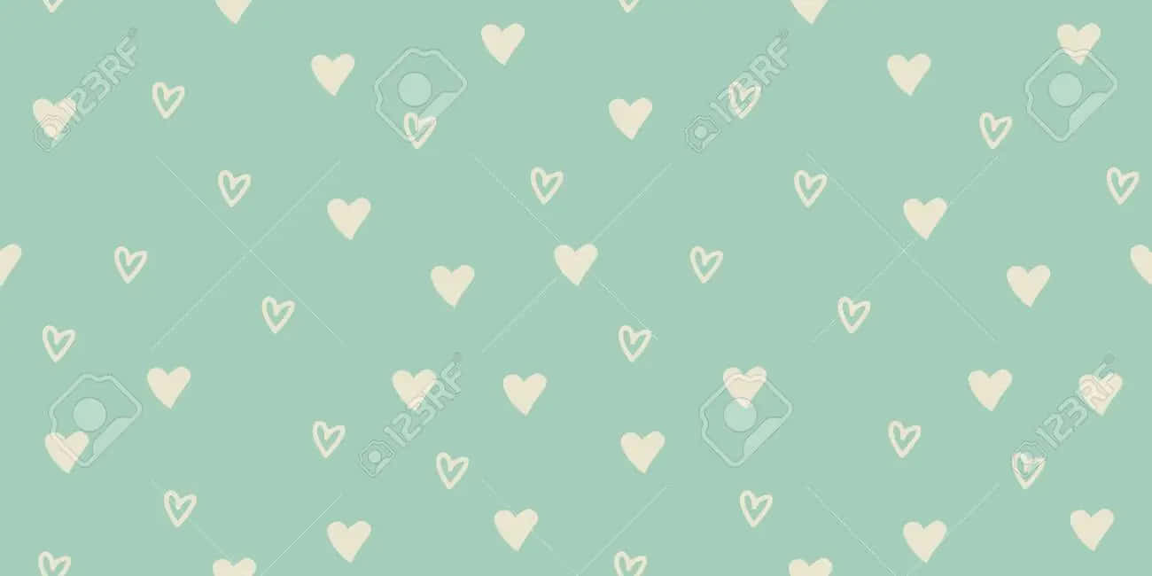 Mint Green Hearts, soft mint green, cream-colored, HD Desktop Wallpaper