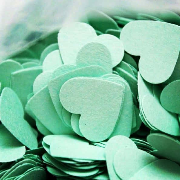 mint green hearts, mint green, felt hearts, SD Phone Wallpaper