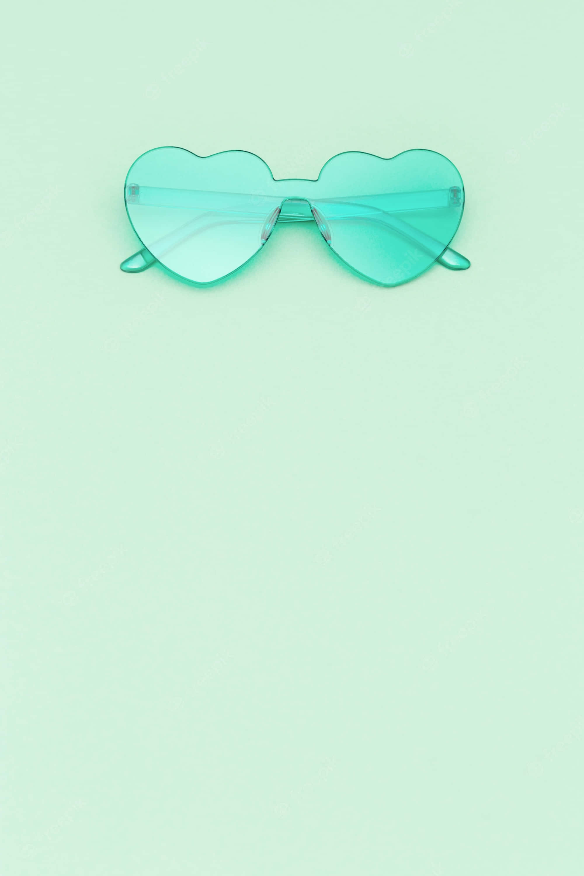 Soft Mint Green Hearts, turquoise sunglasses, heart-shaped, 2K Phone Wallpaper