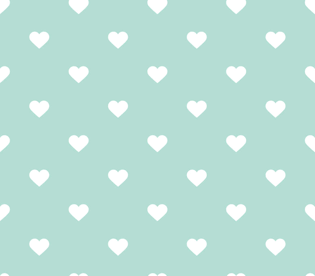 Mint Green Hearts, soft mint green, white heart shapes, SD Desktop Wallpaper