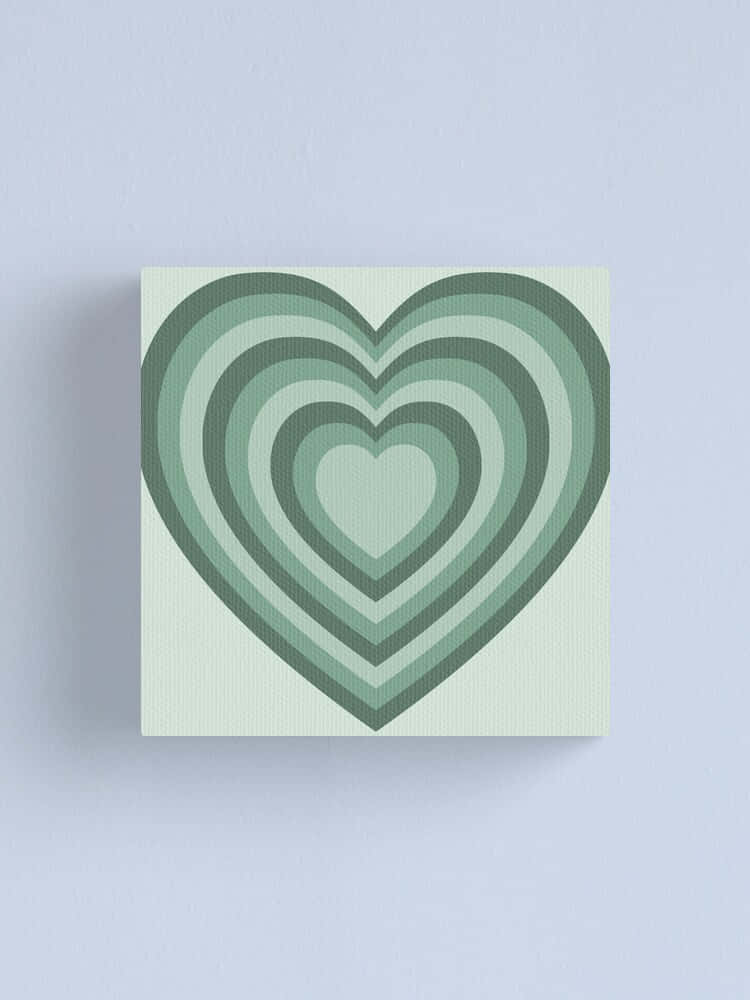 Mint Green Hearts, concentric heart shapes, varying shades of green, SD Phone Wallpaper