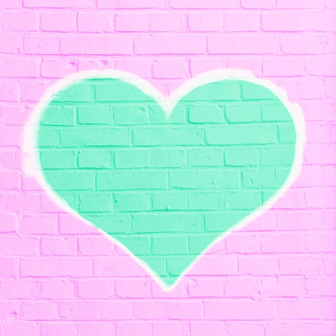 mint green, white spray paint, vibrant pink brick wall, SD Desktop Wallpaper
