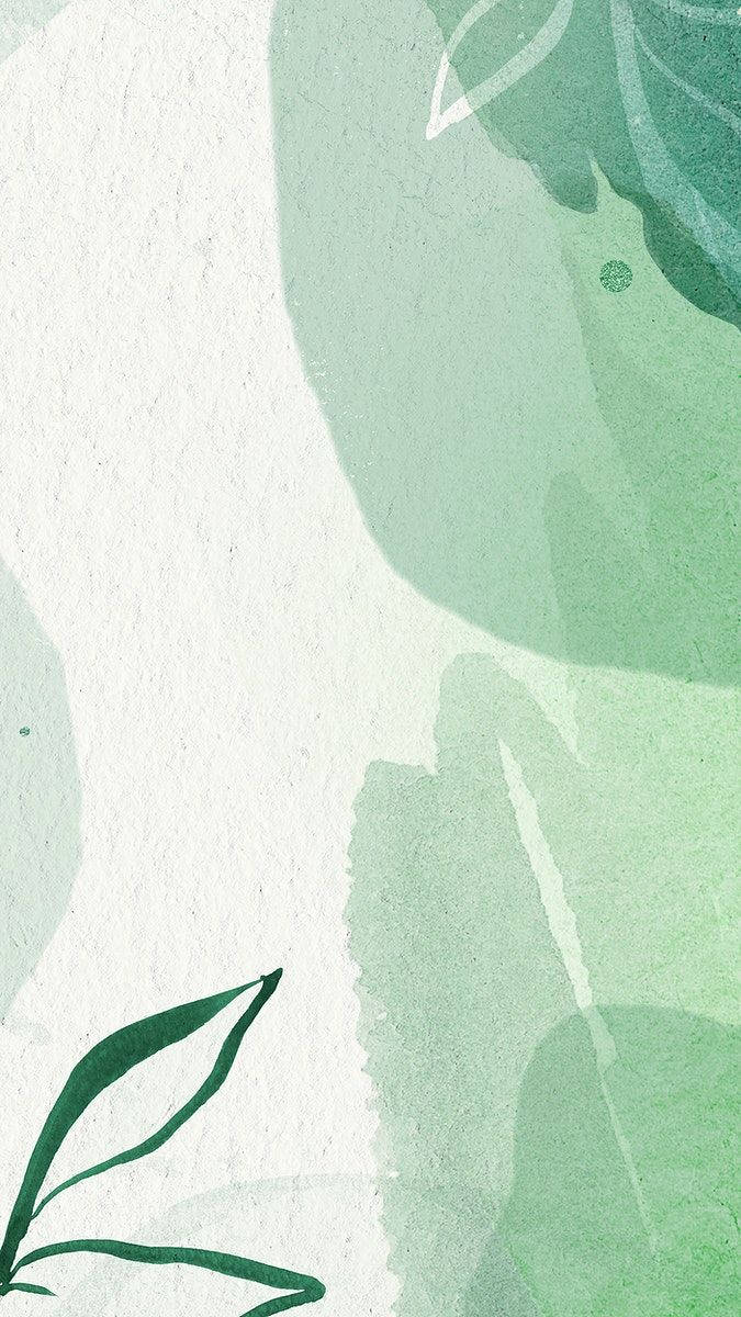 Mint Green iPhone, watercolor, leaves, SD Phone Wallpaper