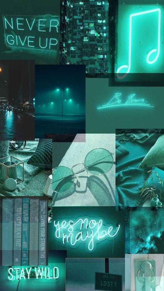Motivational Green Dark Neon iPhone, teal-toned, neon signs, SD Phone Wallpaper