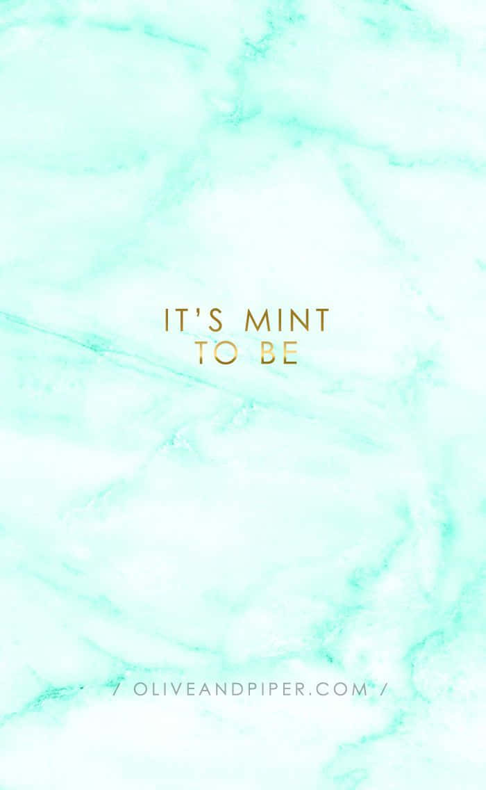 mint green marble, gold text, IT'S MINT TO BE, SD Phone Wallpaper