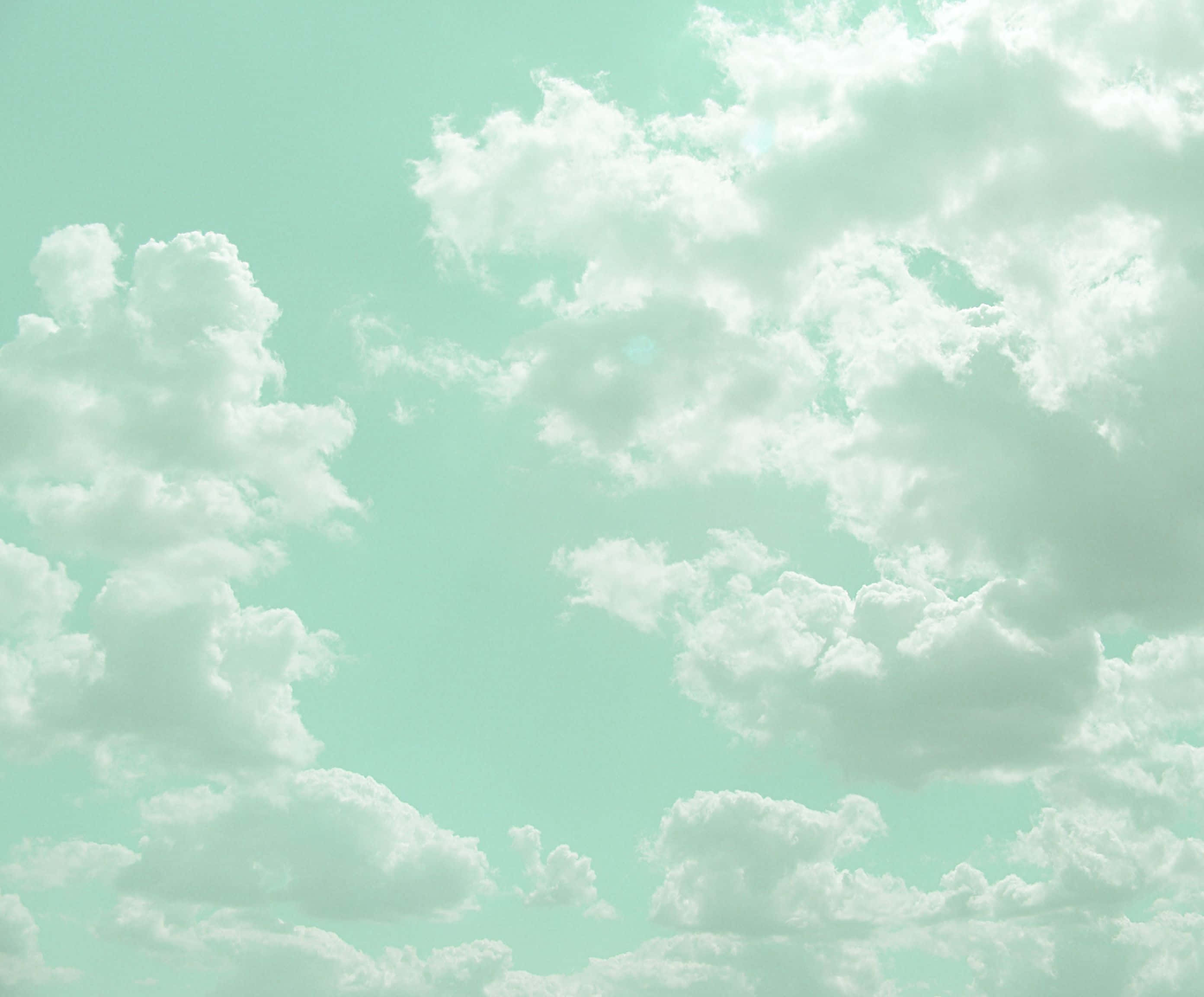 mint green, clouds, sky, 2K Desktop Wallpaper