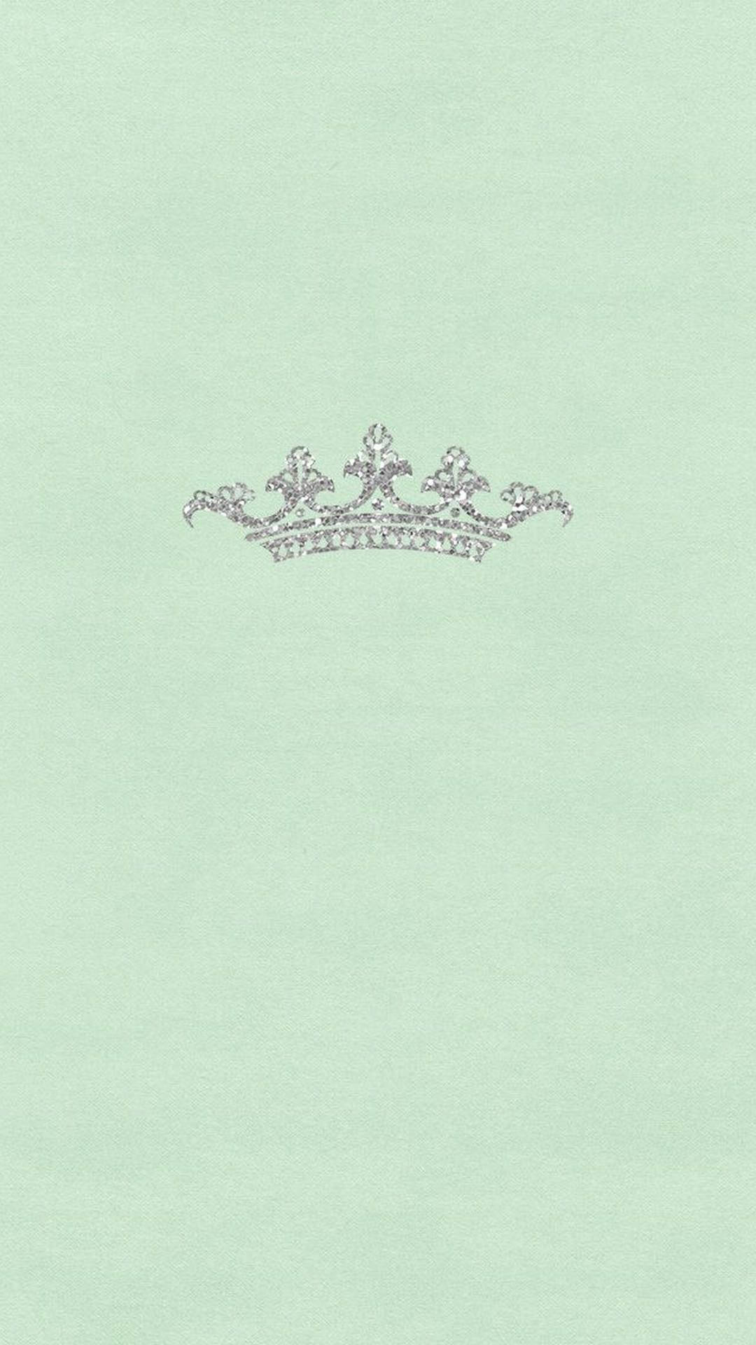 silver crown, sparkling jewels, mint green textured background, Full HD Phone Wallpaper