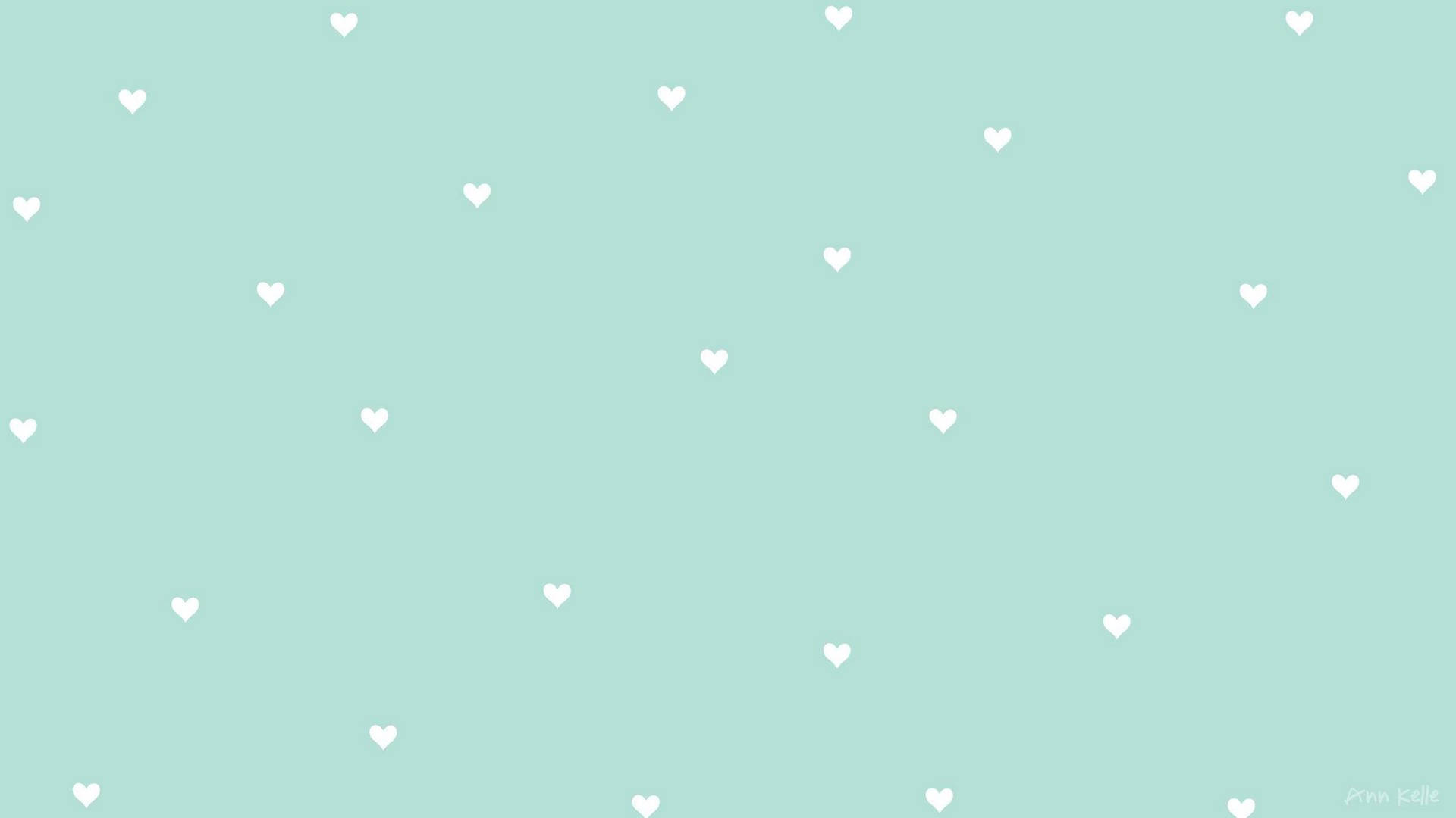 mint green, white heart shapes, soft mint green background, Full HD Desktop Wallpaper