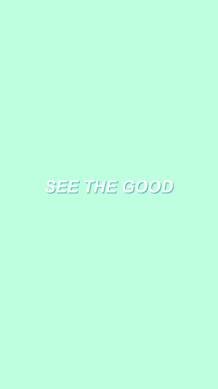mint green, white text, centered, SD Phone Wallpaper