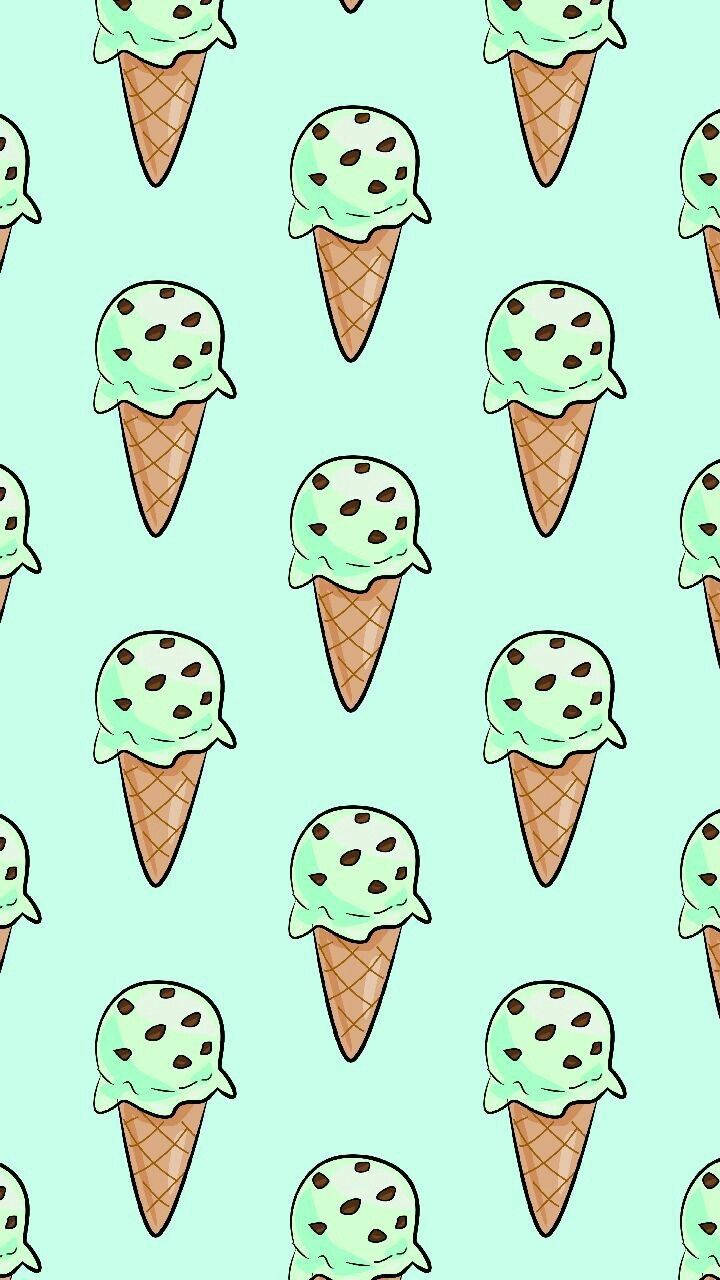mint green, mint chocolate chip ice cream, ice cream cones, HD Phone Wallpaper