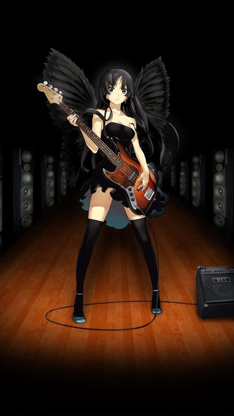 Mio Akiyama, black wings, electric bass, HD Phone Wallpaper