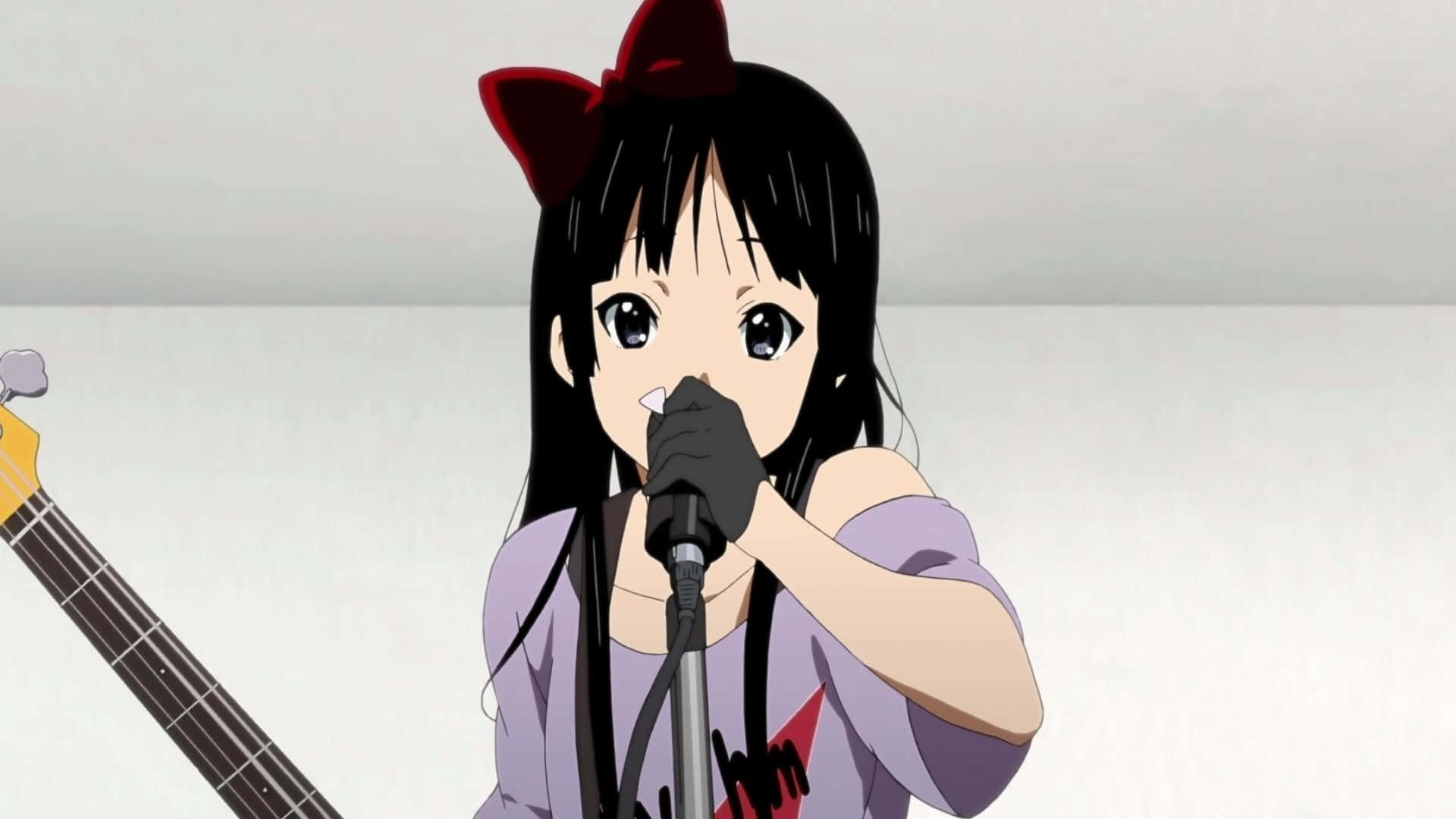 Mio Akiyama, bass guitar, black hair, Full HD Desktop Wallpaper