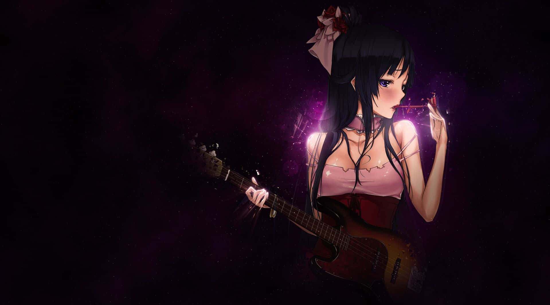Mio Akiyama, bass, dramatic light, HD Desktop Wallpaper