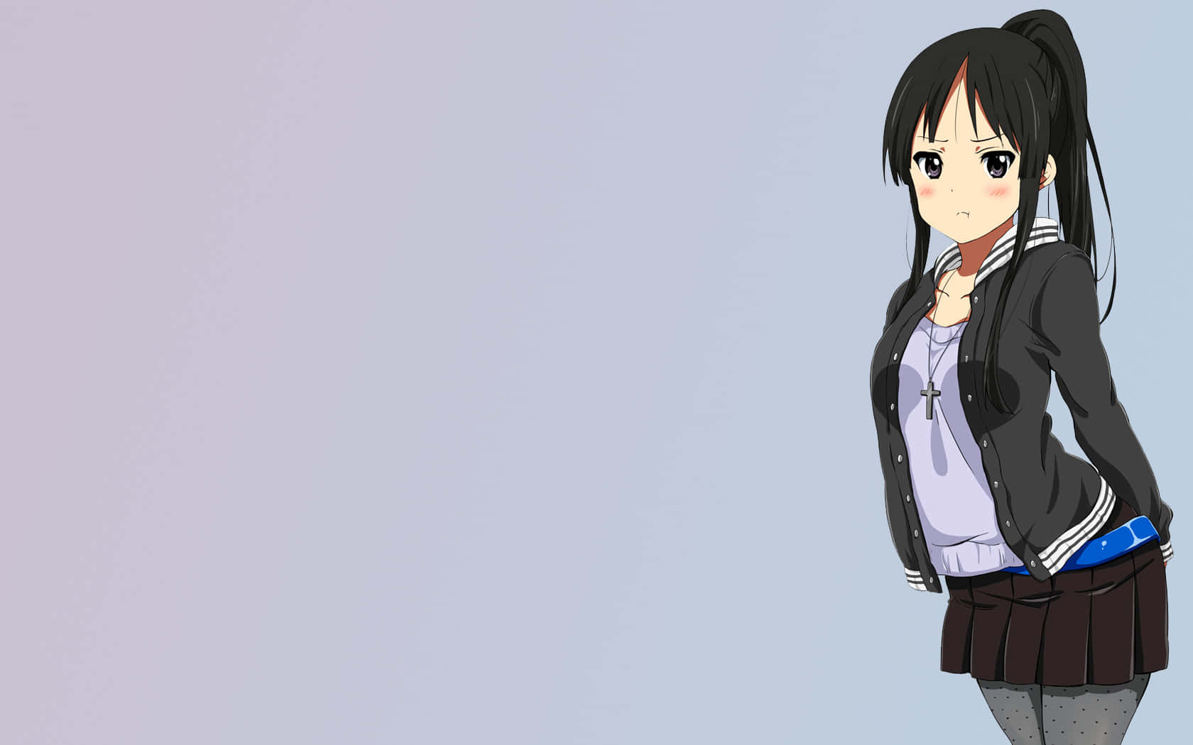 Mio Akiyama, black ponytail, cross necklace, HD Desktop Wallpaper