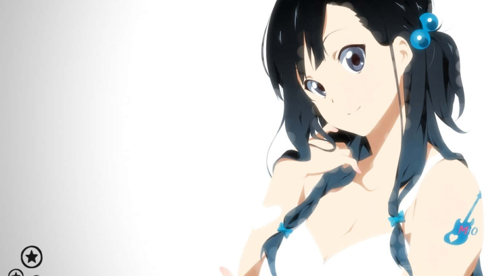 Mio Akiyama, black braided hair, blue hair ties, HD Desktop Wallpaper