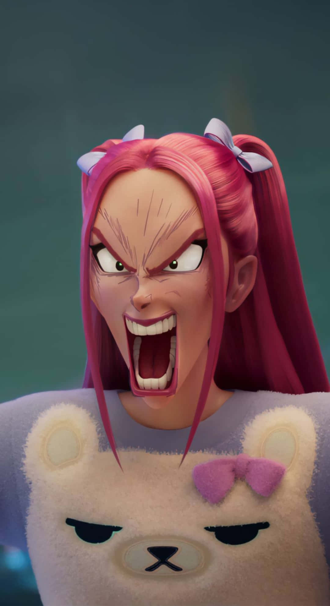Mira Kpop Demon Hunters, pink hair, angry eyes, Full HD Phone Wallpaper