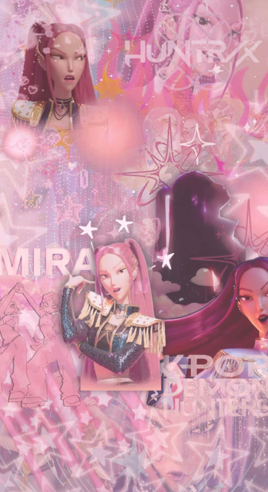 Mira Kpop Demon Hunters, vibrant pink, anime-style characters, Full HD Phone Wallpaper