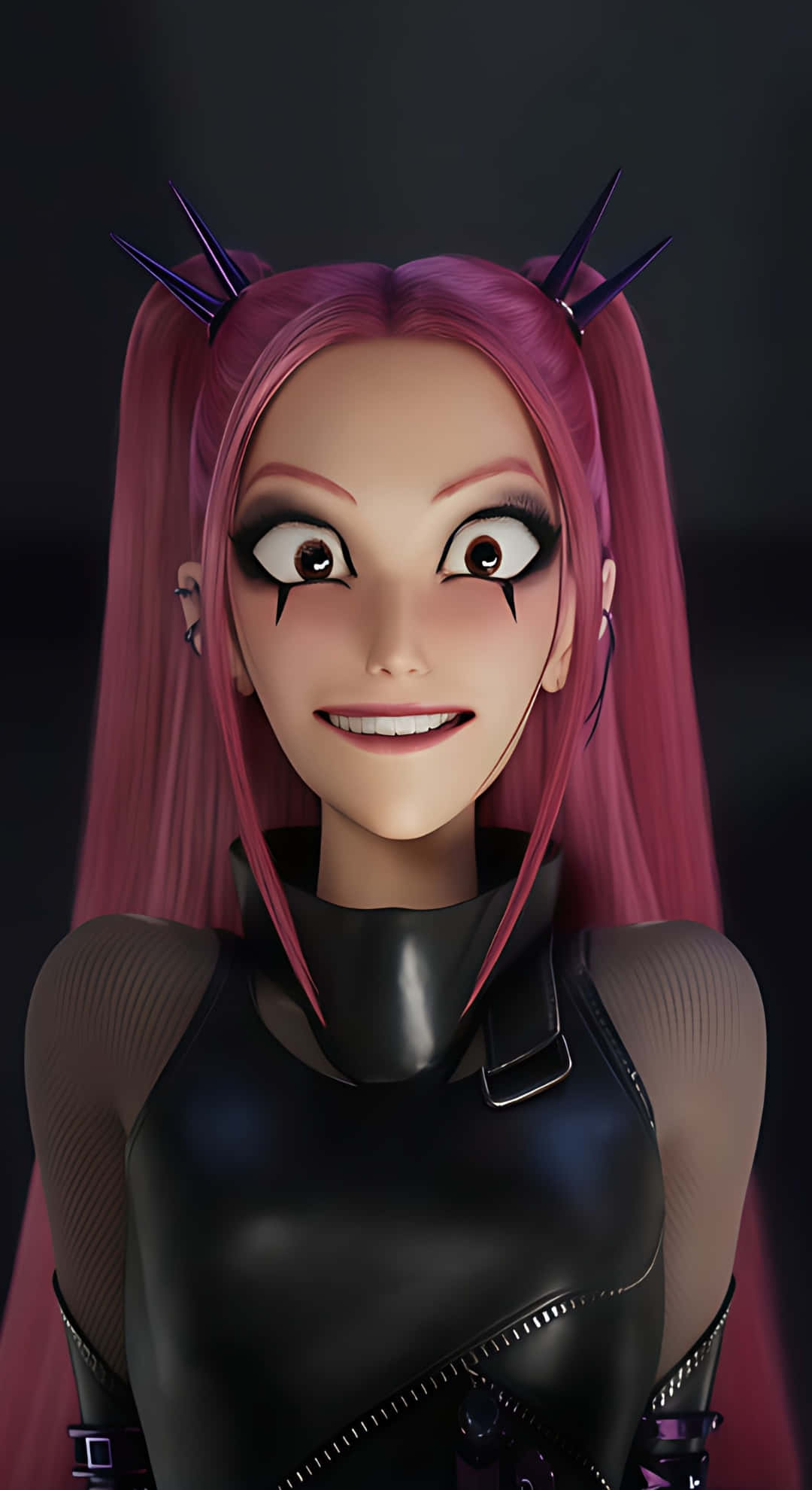 Mira Kpop Demon Hunters, pink pigtails, purple horns, Full HD Phone Wallpaper