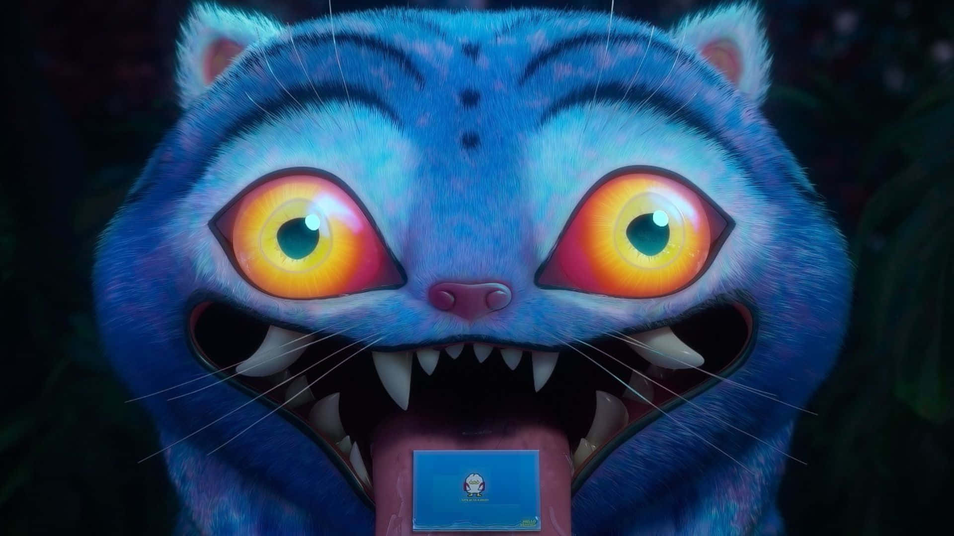 Kpop Demon Hunters, cat character, blue animated cat, Full HD Desktop Wallpaper
