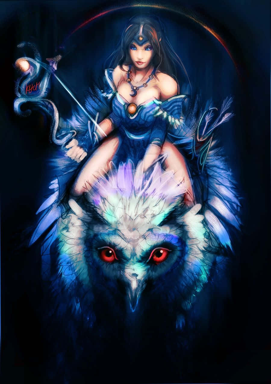 Mirana, glowing owl, red eyes, SD Phone Wallpaper