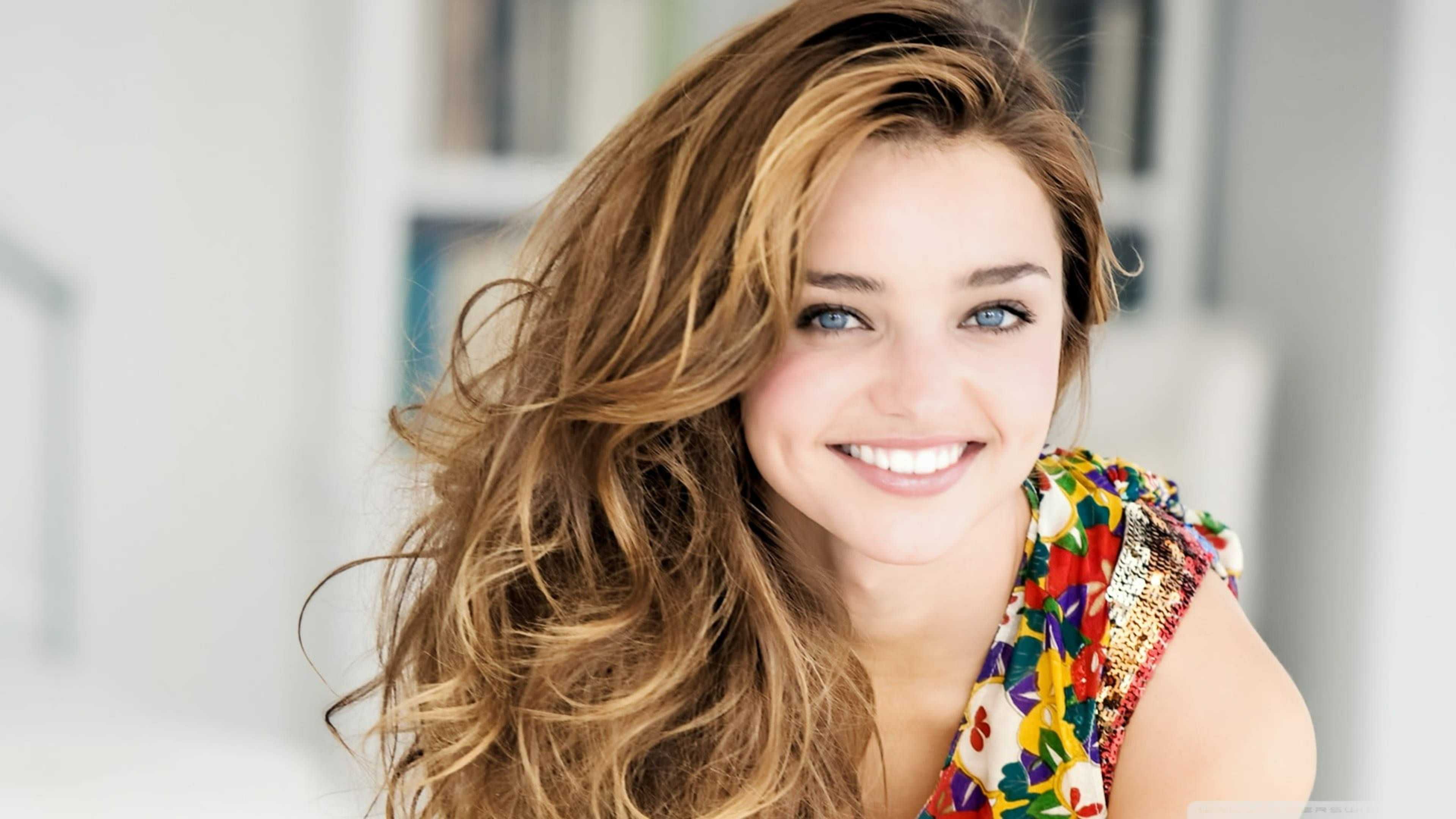Miranda Kerr, golden hair, bright blue eyes, 4K Desktop Wallpaper