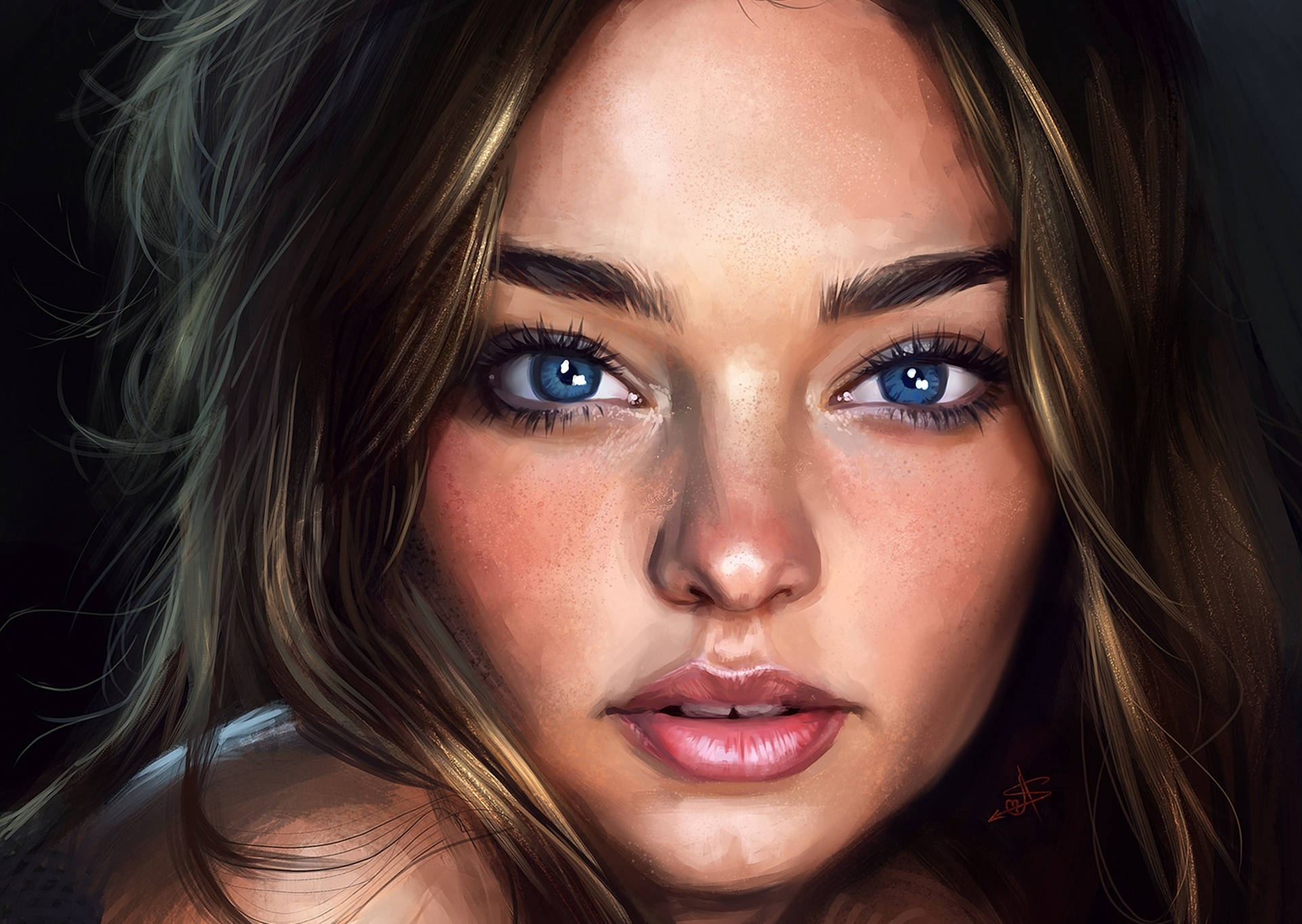 Miranda Kerr, blue eyes, close up, Full HD Desktop Wallpaper